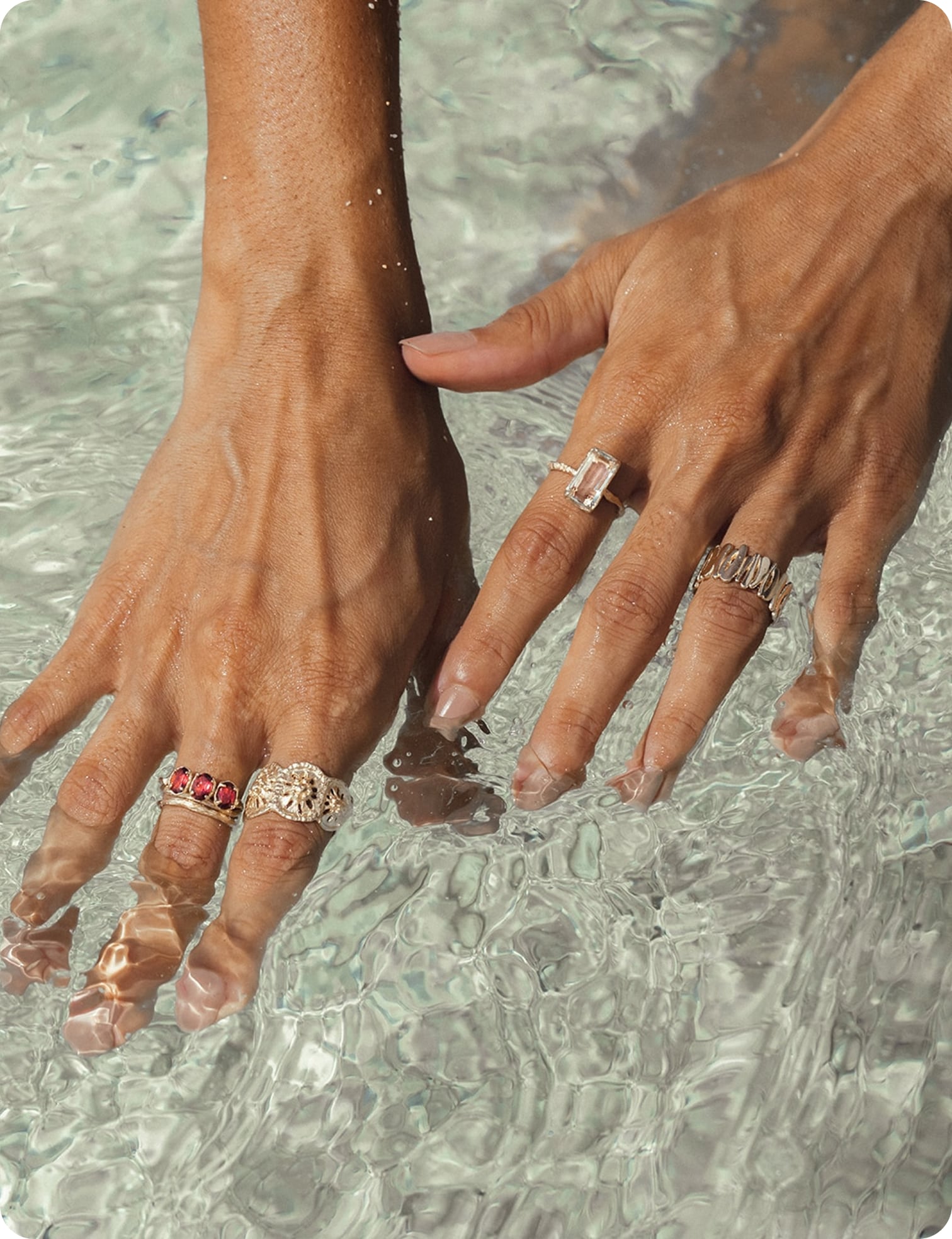 two hands in water